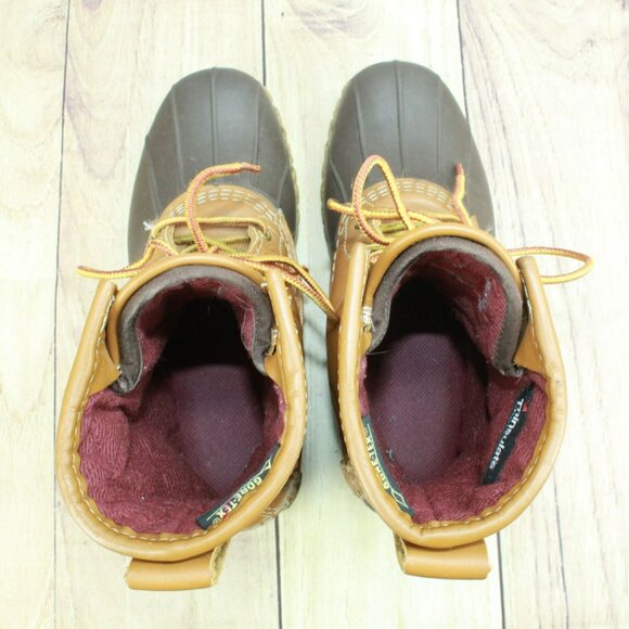 LL Bean Brown Leather 8" Insulated Gore-Tex Ankle Duck Boots Size 7 Wide - Picture 7 of 13